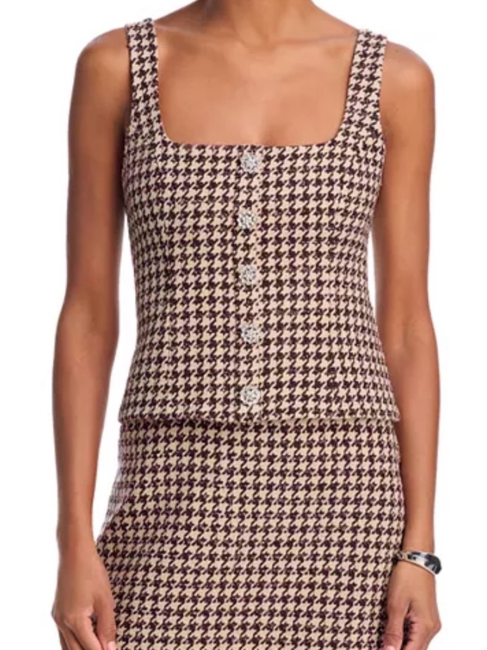 Likely Brown and Cream Houndstooth Mini Dress (look like two pieces)